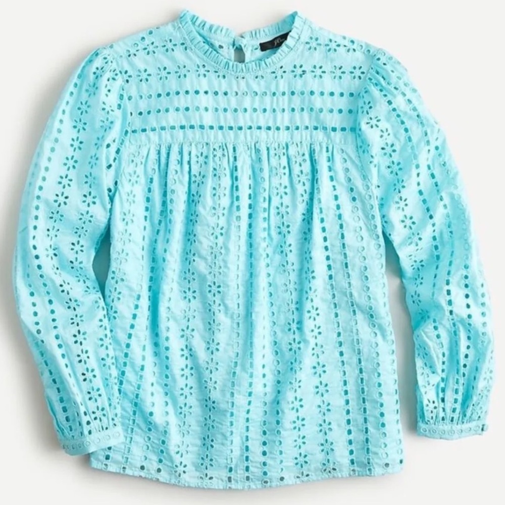 NWT J. Crew Eyelet Long Sleeve Top Small - Picture 1 of 4